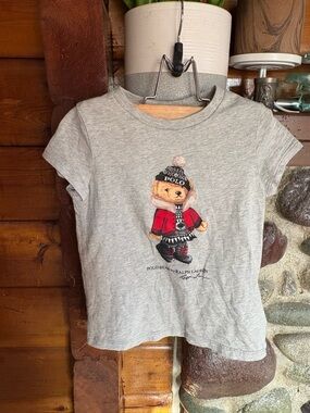 Polo Bear Ralph Lauren - Polo Bear Winter chic Tee - Grey - girls size 4T